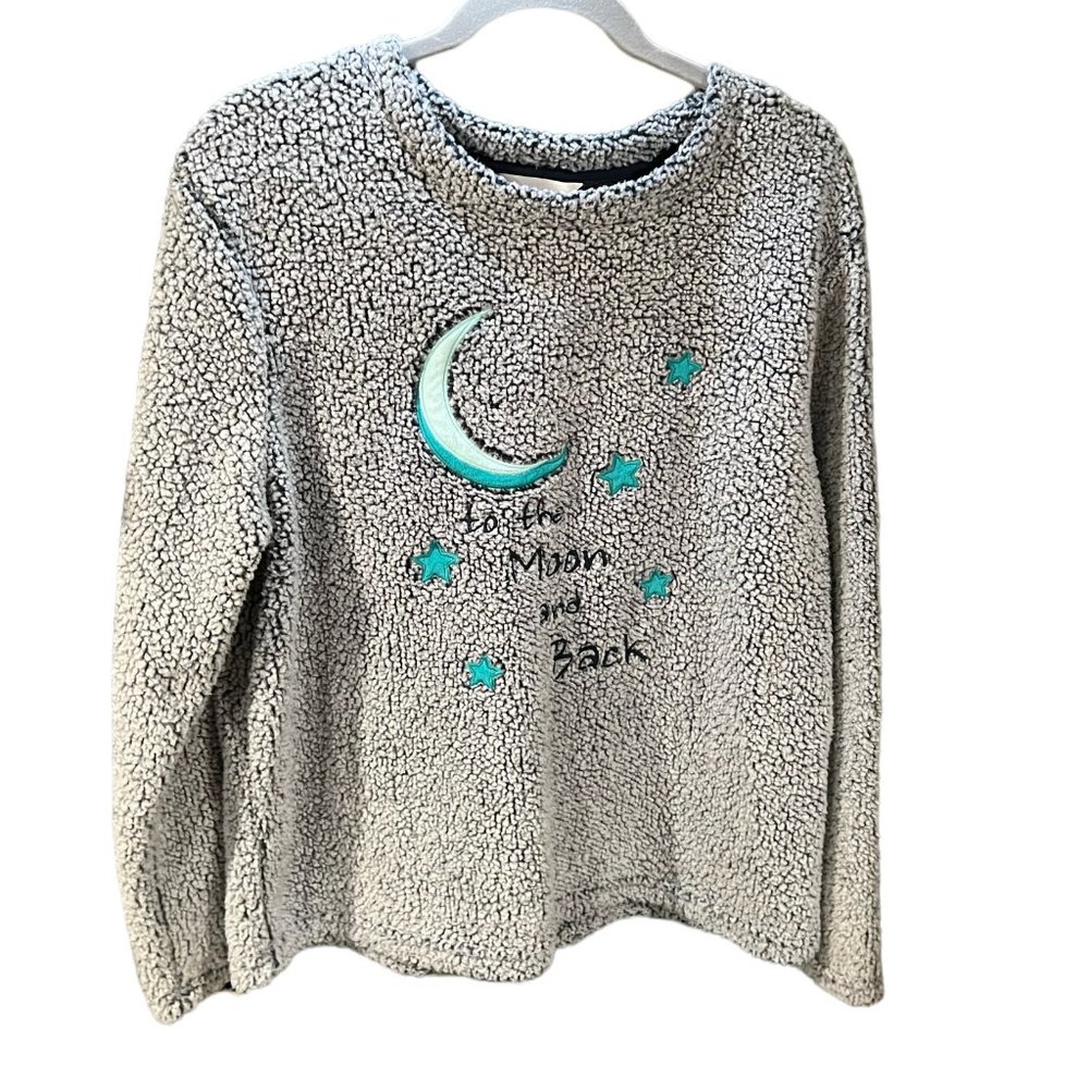 Secret Treasure Kids Pajama Top Pullover Long Sleeve Cozy Gray L/G (12-14)